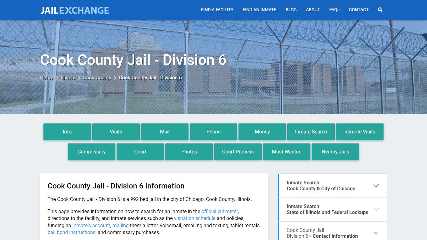 Cook County Jail - Division 6, IL Inmate Search, Information